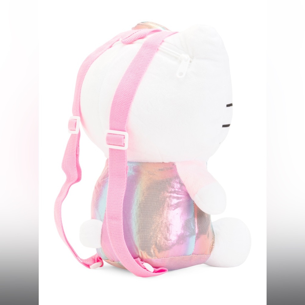 Hello Kitty Cute Plush Backpack – Iridescent Rainbow 14” OS New - Picture 2 of 2